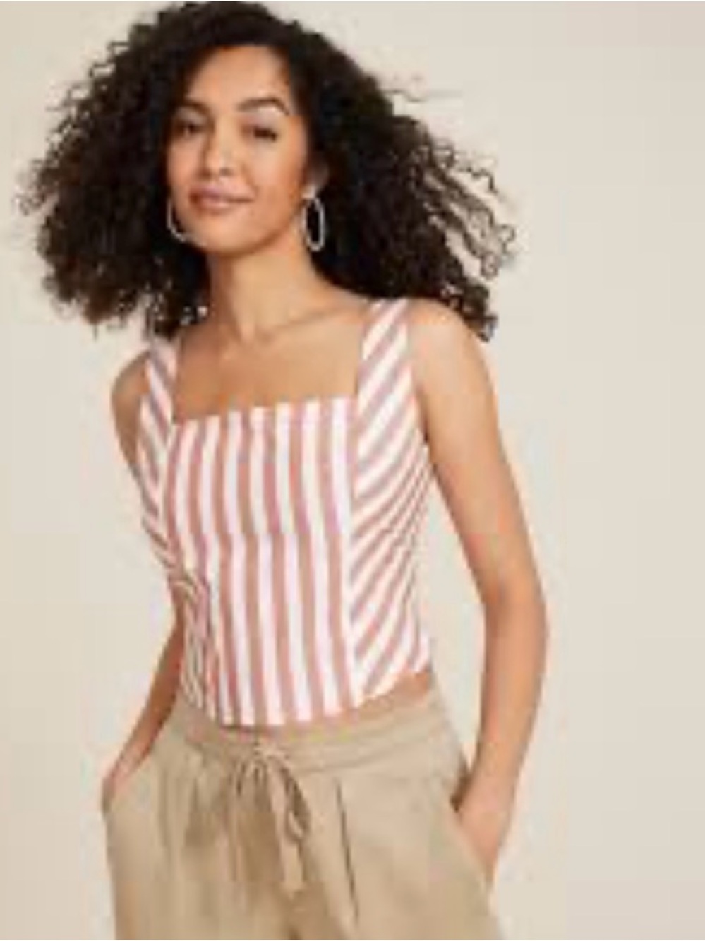 NWT Maurices Brown and White Striped Corset Tank Top